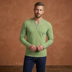 Langarmshirt für Herren aus Jersey mit Knopfleiste im Regular Fit Grün 1