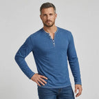 Langarmshirt für Herren aus Jersey mit Knopfleiste im Regular Fit Blau 5