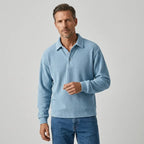 Langarmshirt für Herren im lockeren Schnitt mit Knopfleiste im eleganten Stil Hellblau 3