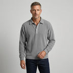 Langarmshirt für Herren im lockeren Schnitt mit Knopfleiste im eleganten Stil Grau 7