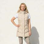 Lange Weste für Damen mit Kapuze in taillierter Form für den Herbst Weiß 3