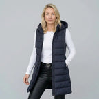 Lange Weste für Damen mit Kapuze in warmer Ausführung als Steppweste Dunkelblau 4