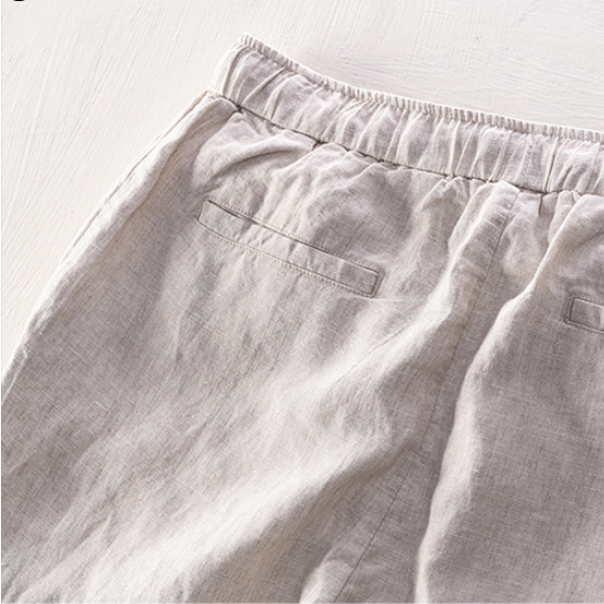 Leinenhose für Damen in lockerer Passform mit Gummibund im lässigen Stil Beige 4