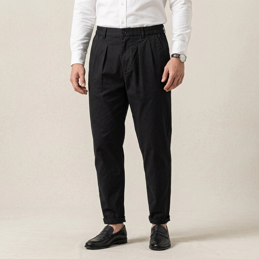 Leinenhose für Herren im lockeren Tapered Schnitt mit angenehmem Tragegefühl Schwarz 2