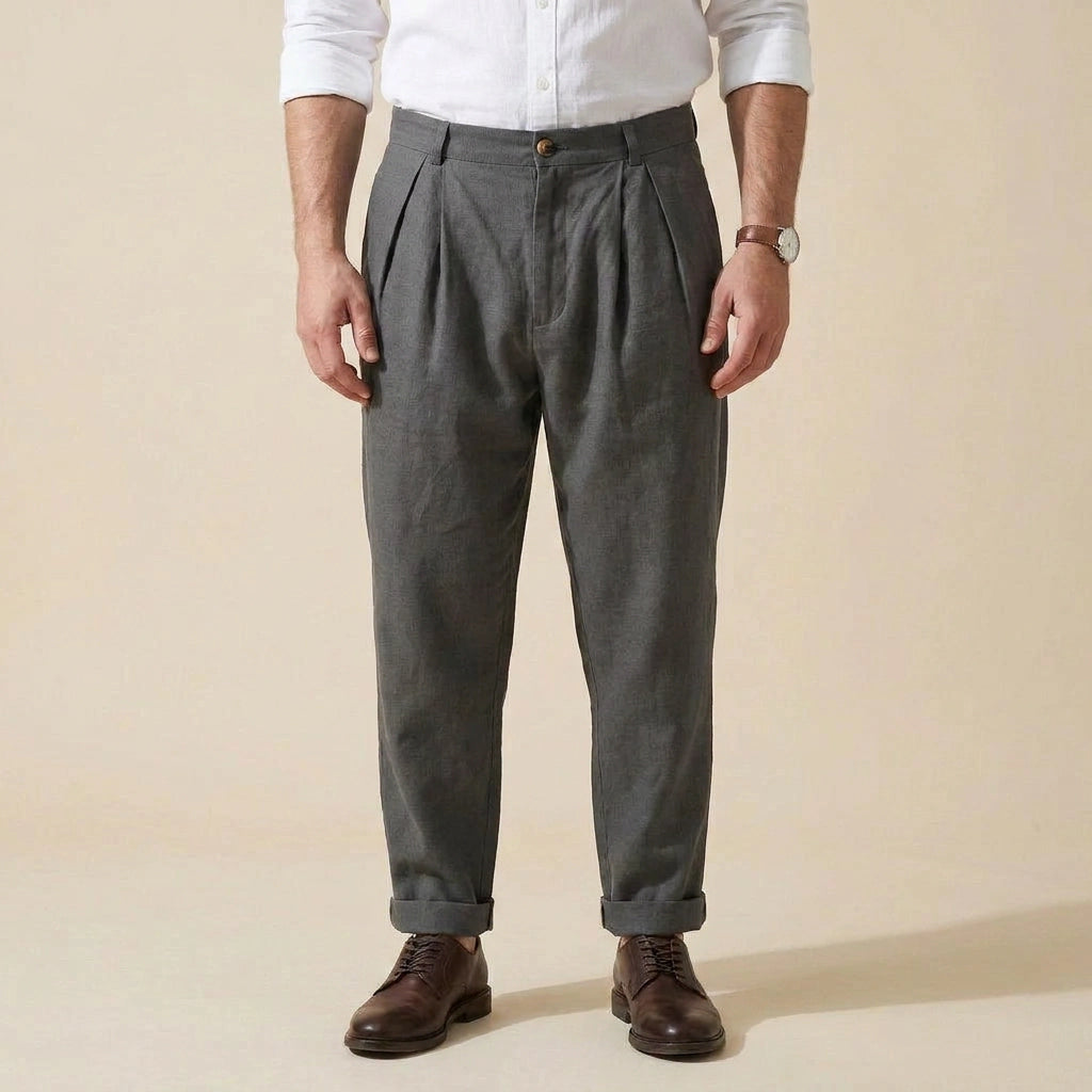 Leinenhose für Herren in weiter Passform für den Sommer Grau 1