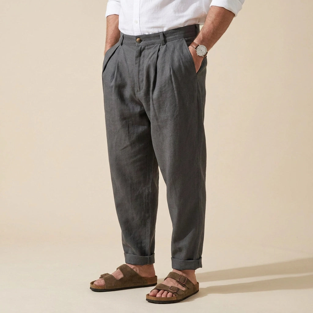 Leinenhose für Herren in weiter Passform für den Sommer Grau 11