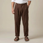 Leinenhose für Herren in weiter Passform für den Sommer Braun 3