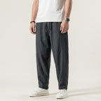 Leinenhose für Herren Tapered mit Kordelzug Schwarz 1