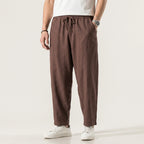 Leinenhose für Herren Tapered mit Kordelzug Braun 2