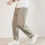 Sommerhose für Herren im Barrel Fit mit Kordelzug und gestreiftem Design Khaki 2