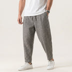Sommerhose für Herren im Barrel Fit mit Kordelzug und gestreiftem Design Dunkelgrau 4