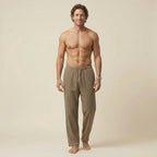 Leinenhose für Herren mit weitem Bein mit Kordelzug Khaki 1