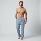 Leinenhose für Herren mit weitem Bein mit Kordelzug Blau 3