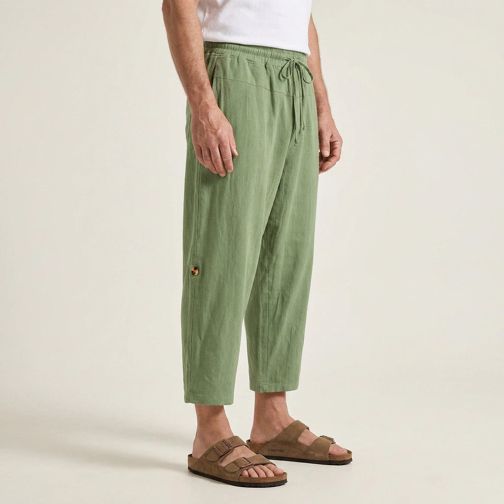 Schlupf-Sommerhose für Herren mit weitem Bein und Kordelzug Grün 3