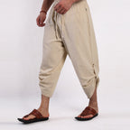 Schlupf-Sommerhose für Herren mit weitem Bein und Kordelzug Beige 7