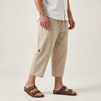 Schlupf-Sommerhose für Herren mit weitem Bein und Kordelzug Beige 9