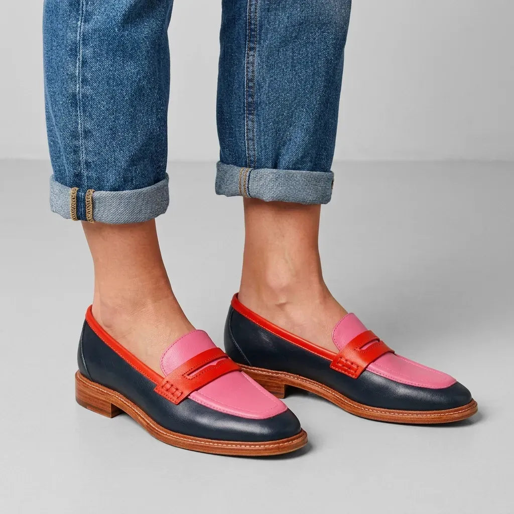 Loafer für Damen aus Leder mit flacher Sohle Rosa 3