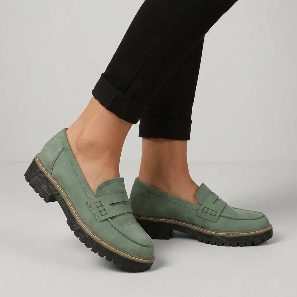 Loafer für Damen mit klobigem Design mit Profilsohle Grün 6