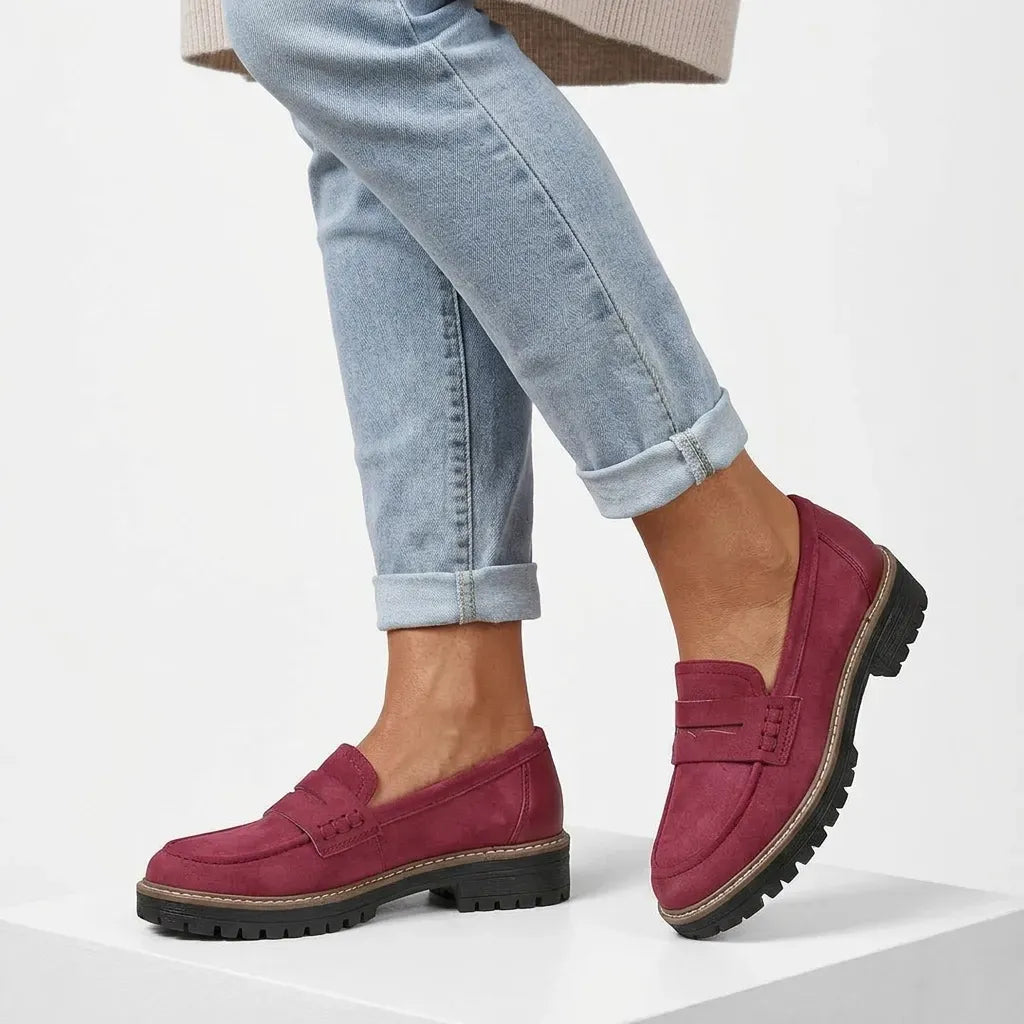 Loafer für Damen mit klobigem Design mit Profilsohle Rot 7