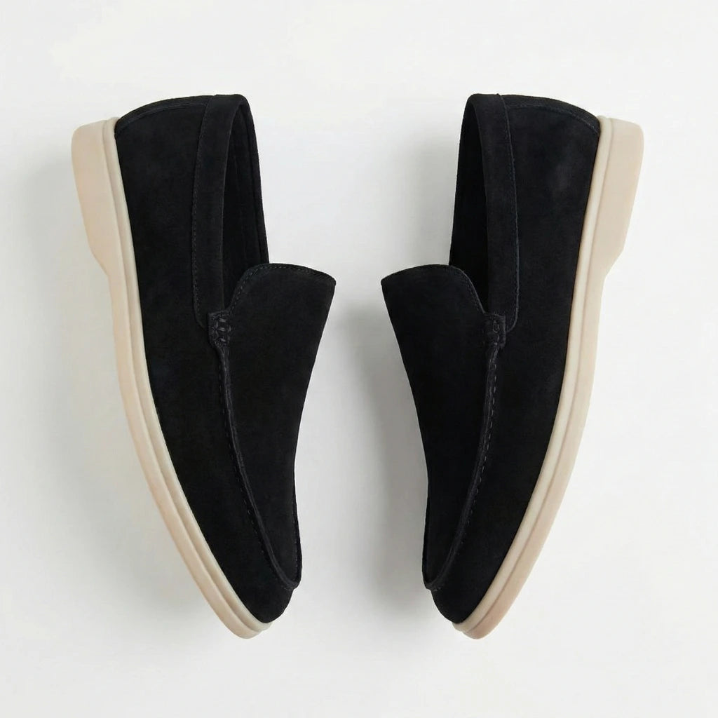 Loafer Schuhe für Herren in Velours-Optik mit Mokassin-Naht und Gummisohle