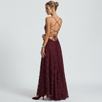 Maxikleid für Damen bodenlang in A-Linie elegant Dunkelrot 6