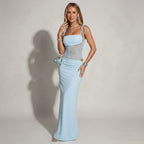 Maxikleid für Damen im Bodycon-Stil mit Cut Outs und Spitze Hellblau 12