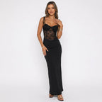 Maxikleid für Damen im Bodycon-Stil mit Cut Outs und Spitze Schwarz 5