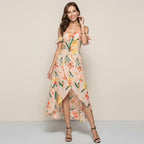 Maxikleid für Damen im Off Shoulder Stil mit Schlitz in Blumenprint Rosa 3