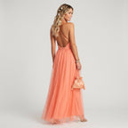 Maxikleid für Damen in A-Linie in bodenlanger Form Rosa 4
