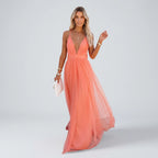 Maxikleid für Damen in A-Linie in bodenlanger Form Rosa 5