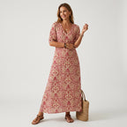 Maxikleid für Damen in A-Linie mit Blumenprint Rot 2