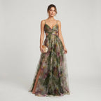Maxikleid für Damen in A-Linie mit Cut Out in Blumenprint Grün 5