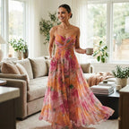 Maxikleid für Damen in A-Linie mit Cut Out in Blumenprint 6