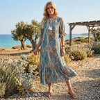 Langes Boho Sommerkleid mit Paisley Muster und Halbarm