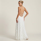 Maxikleid für Damen in A-Linie mit Spitze im eleganten Stil Weiß 2
