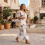 Maxikleid für Damen in A-Linie mit V-Ausschnitt in Blumenprint 5