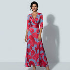 Maxikleid für Damen in Blumenprint in A-Linie Blau 2
