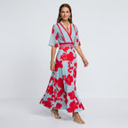 Maxikleid für Damen in Blumenprint in A-Linie Blau 3