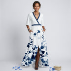 Maxikleid für Damen in Blumenprint in A-Linie Weiß 7