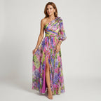 Maxikleid für Damen in bodenlanger Form mit Blumenmuster Rosa 2