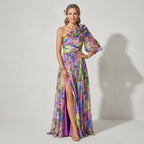 Maxikleid für Damen in bodenlanger Form mit Blumenmuster Rosa 3