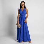 Maxikleid für Damen mit Wickeloptik für Hochzeitsgäste Blau 5