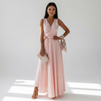 Maxikleid für Damen mit Wickeloptik für Hochzeitsgäste Rosa 7