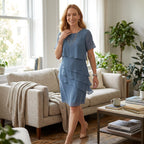 Midikleid für Damen im Stufenkleid-Design mit kurzen Ärmeln aus Chiffon 5