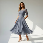 Midikleid aus feinem Tüll mit Spitze für Hochzeitsgäste