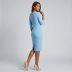 Elegantes Midikleid mit Drapierung und 3/4 Ärmeln