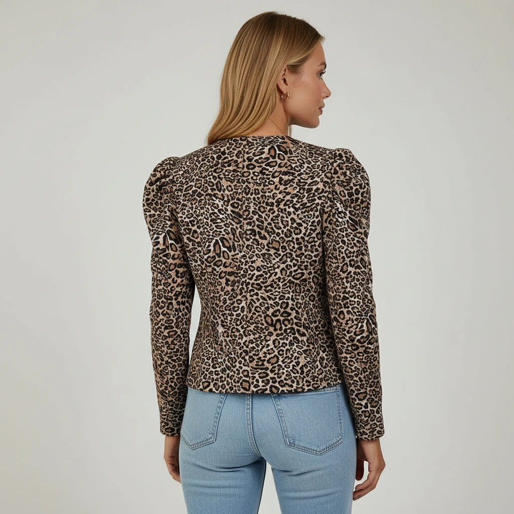 Sommerjacke für Damen mit eleganten Puffärmeln und ohne Kragen