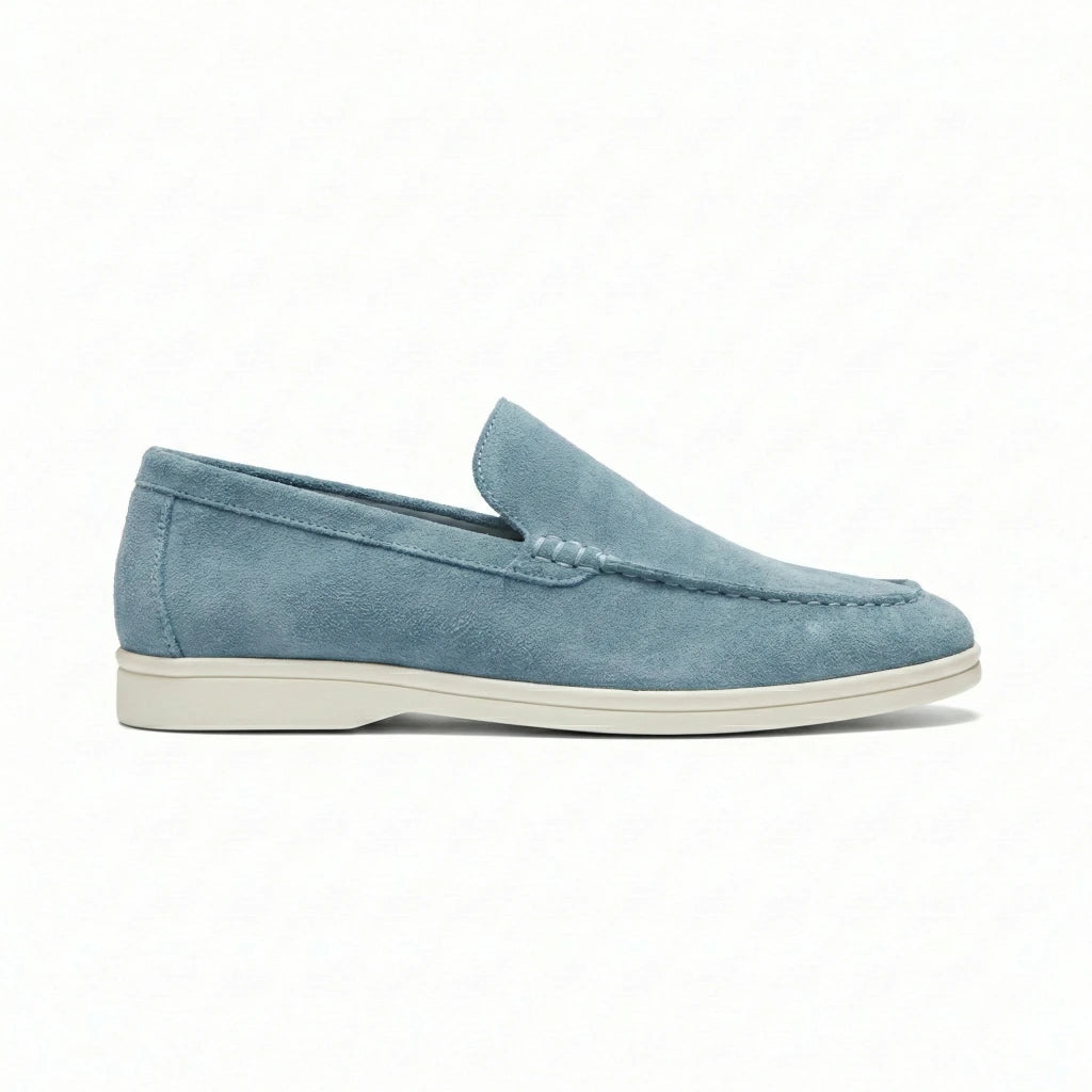 Loafer Schuhe für Herren in Velours-Optik mit Mokassin-Naht und Gummisohle