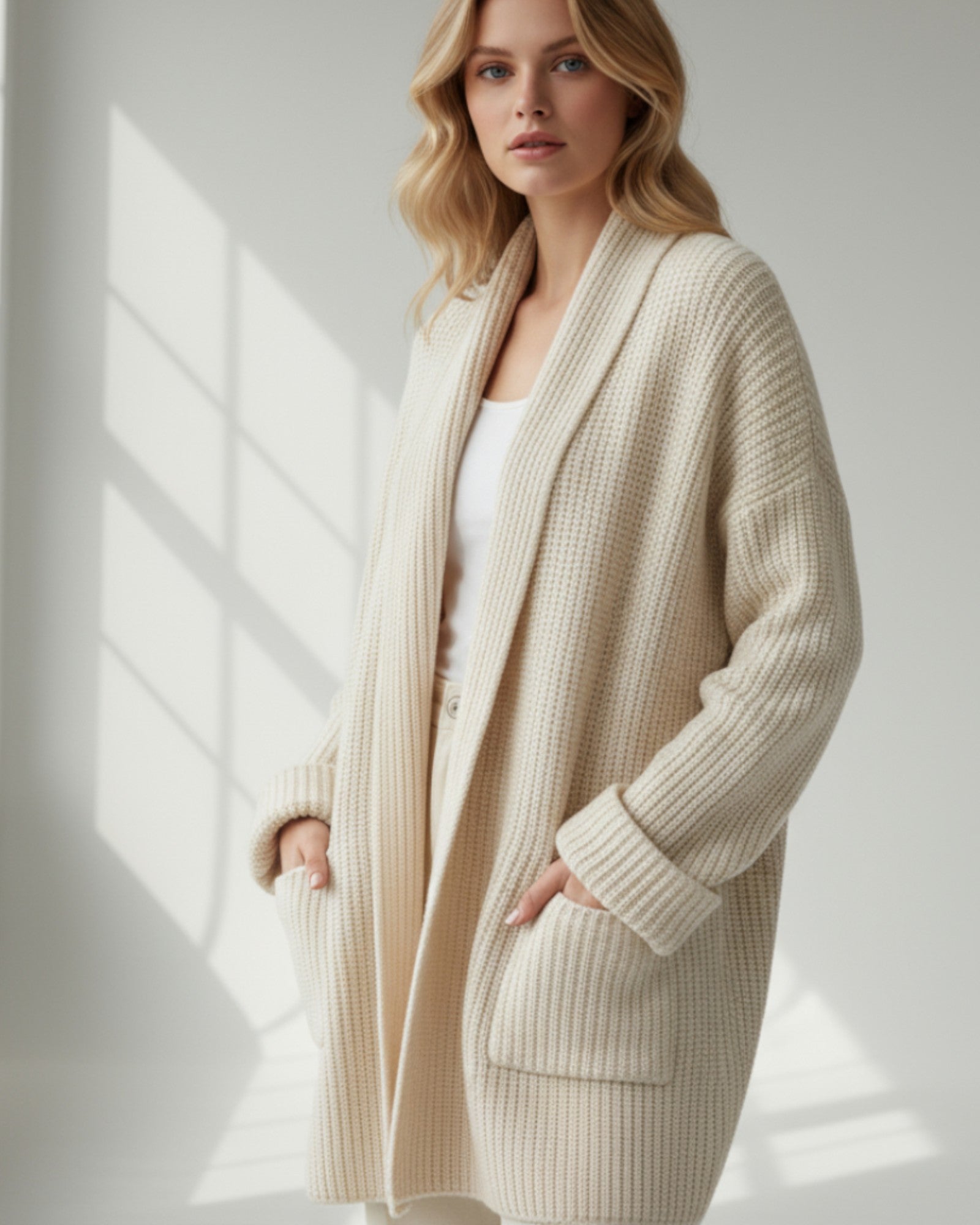 Knit Cardigan ohne Knöpfe für Damen aus kuscheligem Strick