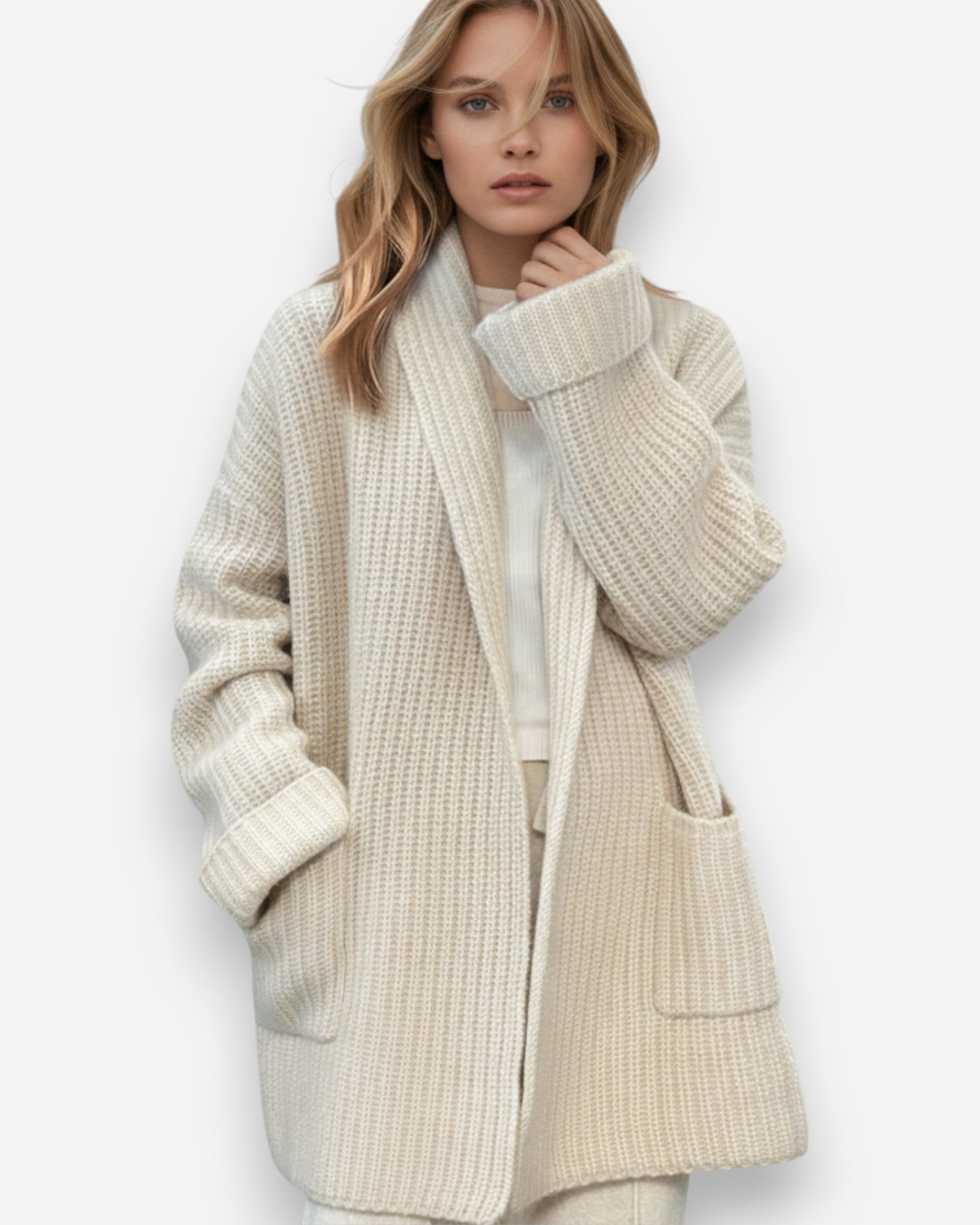 Knit Cardigan ohne Knöpfe für Damen aus kuscheligem Strick